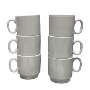 Espresso Cups Demitasse Set 6 1.5oz White Ceramic Stackable Coffee Entertaining